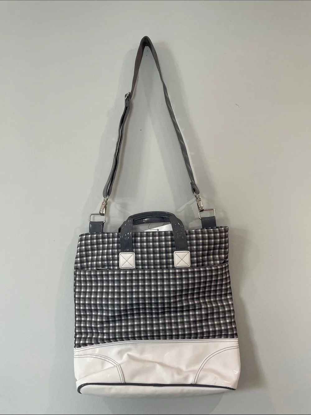 Nike Brassie Shoulder Bag Grey & White Gingham Golf Tote